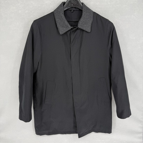 Johnston & Murphy Coat Mens Large Black Insulated Overcoat Removable Liner